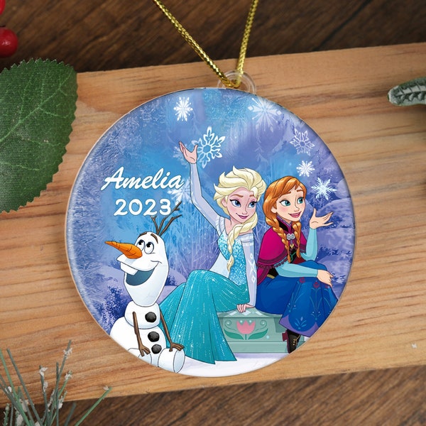 Custom Frozen Ornament,Elsa Christmas Gift,Disney Frozen Ornament,Elsa Anna Olaf Ornament,Personalized Kids Frozen Keepsake,Xmas Tree Decor