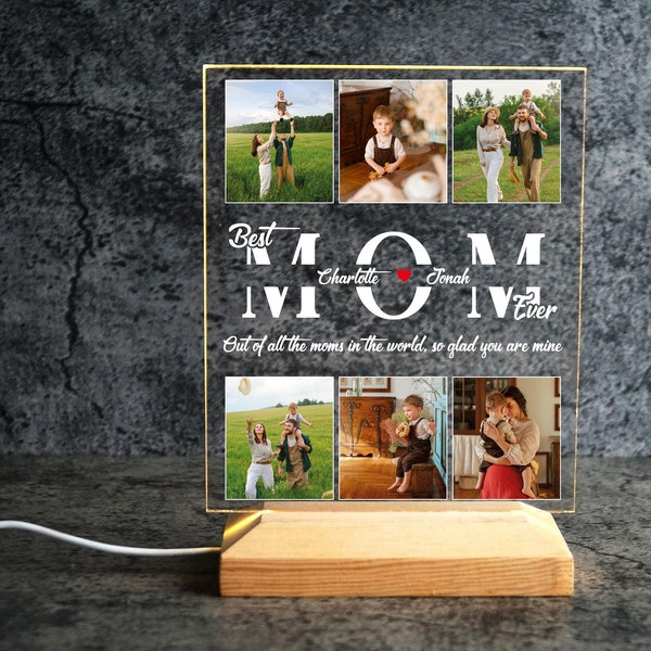 Personalized Mom Photo Night Light,Best Mom Ever Gift,Acrylic Led Light Plaque,Home Decor,Bedroom Light,Mother Gift,Bedside Light For Mom