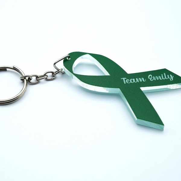 Liver Cancer Keychain,Custom Emerald Green Ribbon Keychain,Personalized Cancer Support Gift,Cancer Acrylic Keychains,Gift For Cancer Fighter
