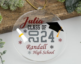 Custom Graduation Ornament,Class of 2024 Ornament Gift,High School Grad,Personalized Senior Acrylic Ornament 2024,Gift For Graduate Student