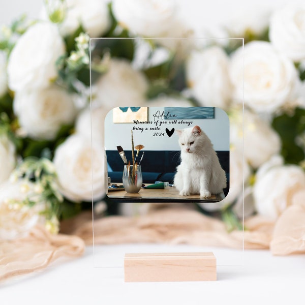 Personalized Photo Acrylic Plaque,Pet Loss Gift,Cat Memorial Gift,Sympathy Gift,Cat Bereavement Photo Plaque,Custom Home Decor,Loss of Pet