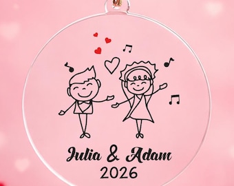 Personalized Couple Acrylic Ornament, Anniversary Keepsake, Romantic Decor, Valentine's Day Ornament