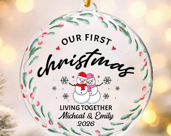 Couples Christmas Ornament 2026, Personalized Living Together Keepsake Gift, First Xmas Together Gift