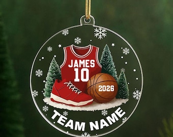 Personalized Basketball Uniform Ornament, Christmas Gift for Team, Custom Sports Keepsake