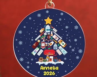 Personalized Pharmacist Christmas Ornament, 2026 Acrylic Keepsake For Pharmacy, Pharmacy Tech Appreciation Gift