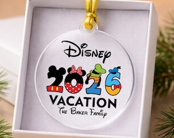 Custom Disney Vacation Ornament, Personalized Family Trip 2026 Tree Decor, 2026 Cruise Keepsake