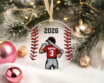 Personalized Baseball Ornament, Acrylic Christmas Gift for Kids
