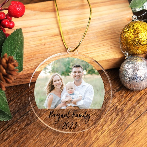 Custom Family Photo Ornament,Christmas Gifts With Photo,Personalized Picture Text Ornaments For Christmas 2023,Xmas Tree Keepsake Decoration