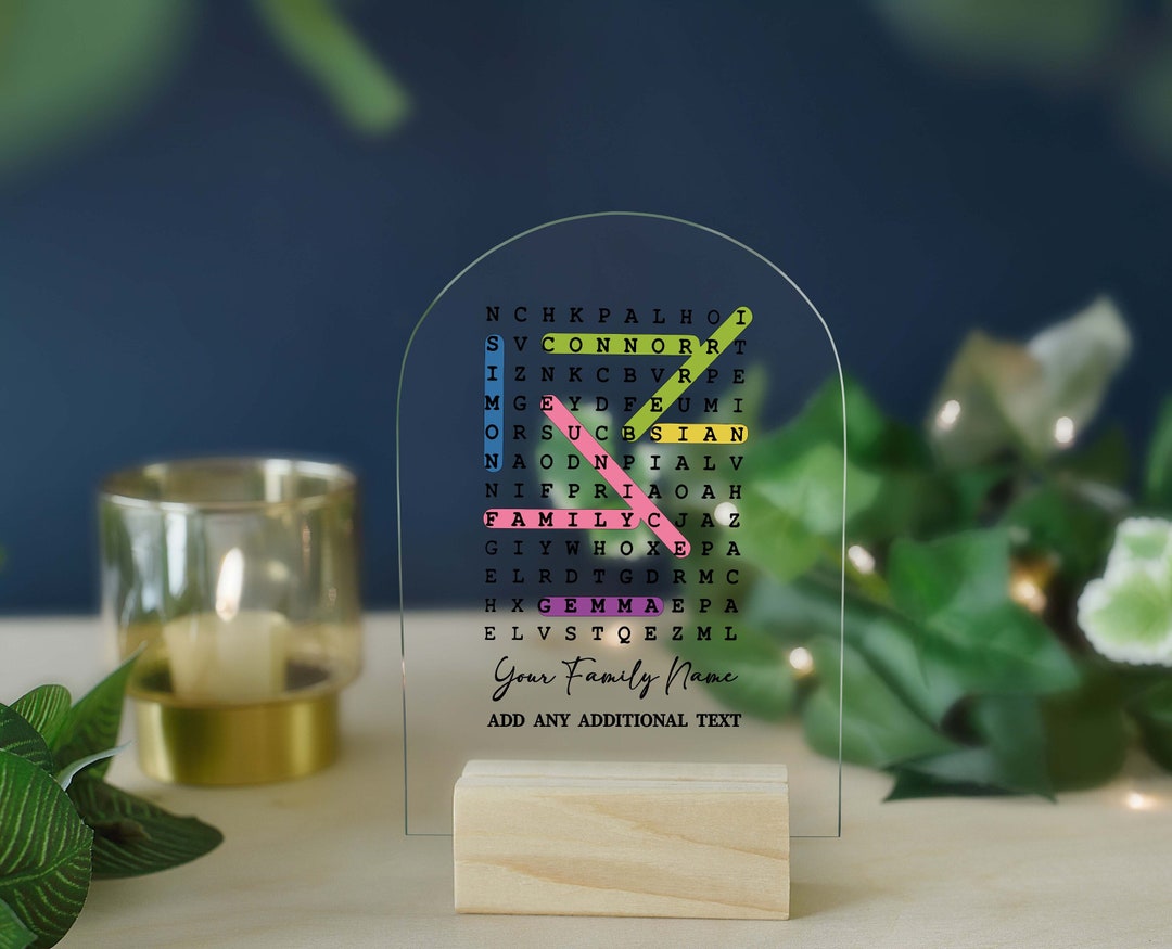 Personalised Family Word Search Plaque,custom Crossword Lover Gift,kids
