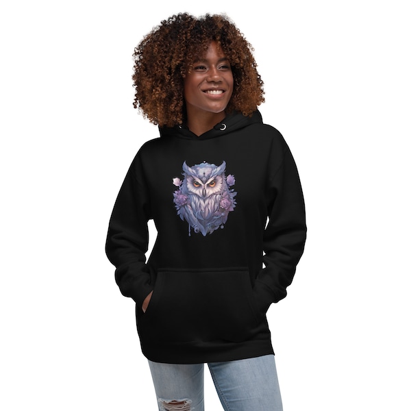 Mindful Owl: Wisdom Soaring Through Clouds of Thought Unisex Hoodie