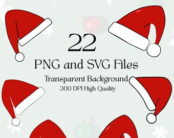 Santa Hat SVG, Christmas Hat Design Bundle (PNG Files)