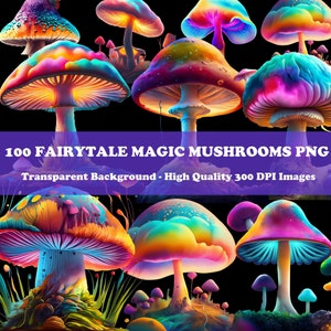 Magic Mushroom PNG, mushroom png files, mushroom png design, mushroom png tumbler, mushroom clipart, watercolor, Vibrant Magic Mushrooms