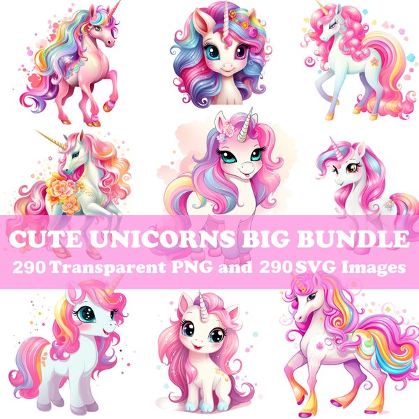 Unicorn SVG PNG Bundle, Cute unicorn svg, Unicorn svg birthday, unicorn png bundle, unicorn png clipart