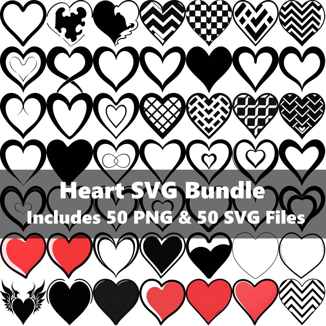 Heart SVG Bundle, Heart Clipart, Doodle Hearts, Valentines Svg, Hand ...