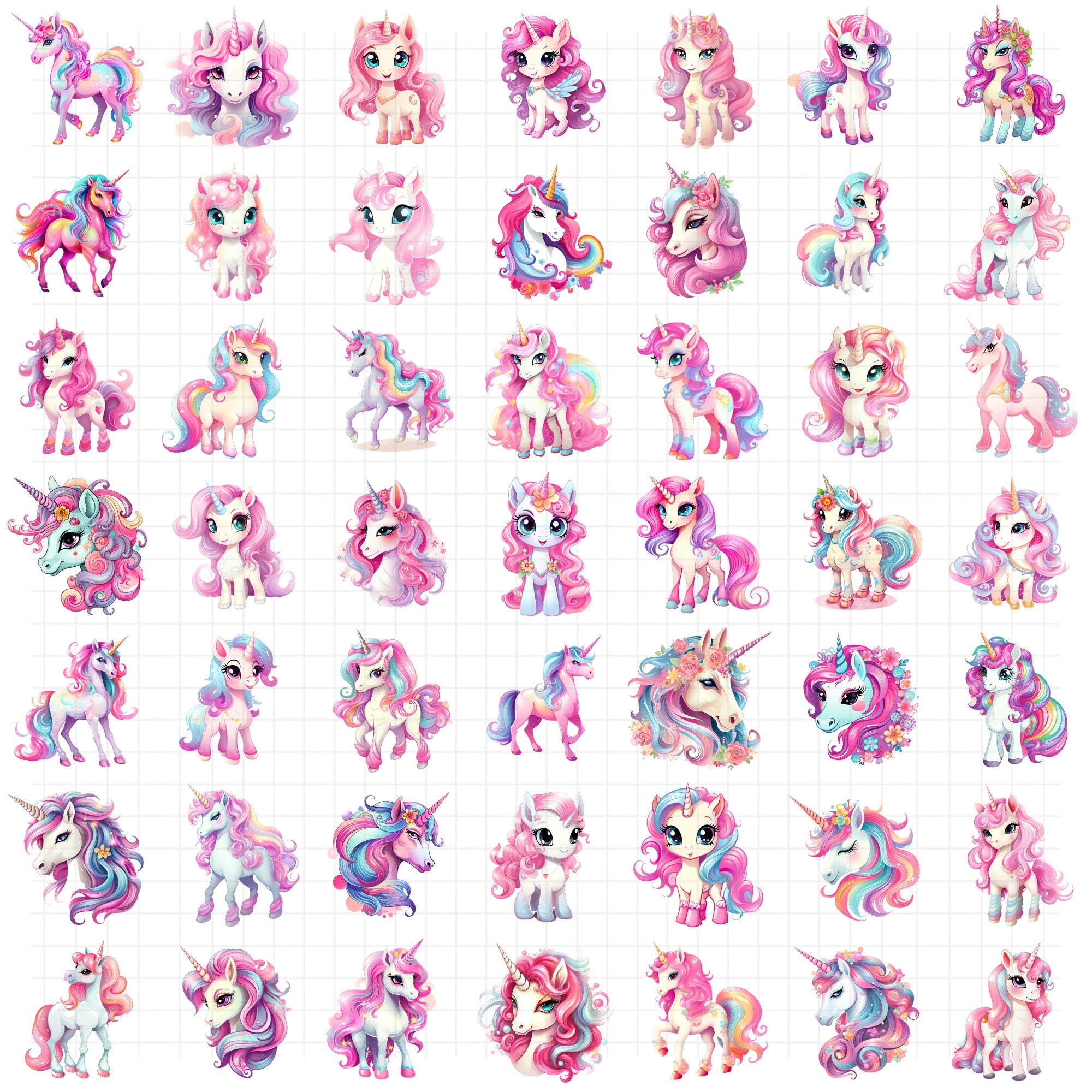 Cute Unicorn SVG PNG Bundle, Magical Clipart (290 Files) - Etsy UK