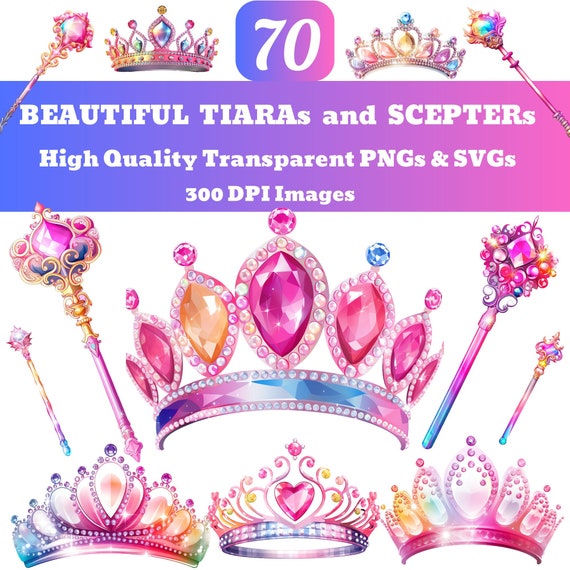 Tiara and Scepter Clipart Bundle: Royal PNG SVG Graphics - Etsy display picture 3