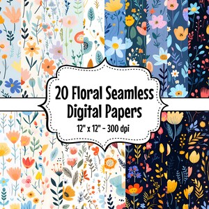 Flowers Digital Paper, Flowers Seamless Pattern, Floral Prints, Flowers Background, Spring Digital Paper, Floral Digital Paper, Scrapbook