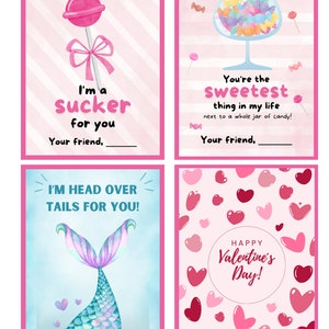 Cartes de Saint-Valentin SWEET : 3,5x5" imprimables, téléchargement et impression immédiats, amusantes pour les enfants ou les adultes à offrir à leurs amis ou à leurs proches.