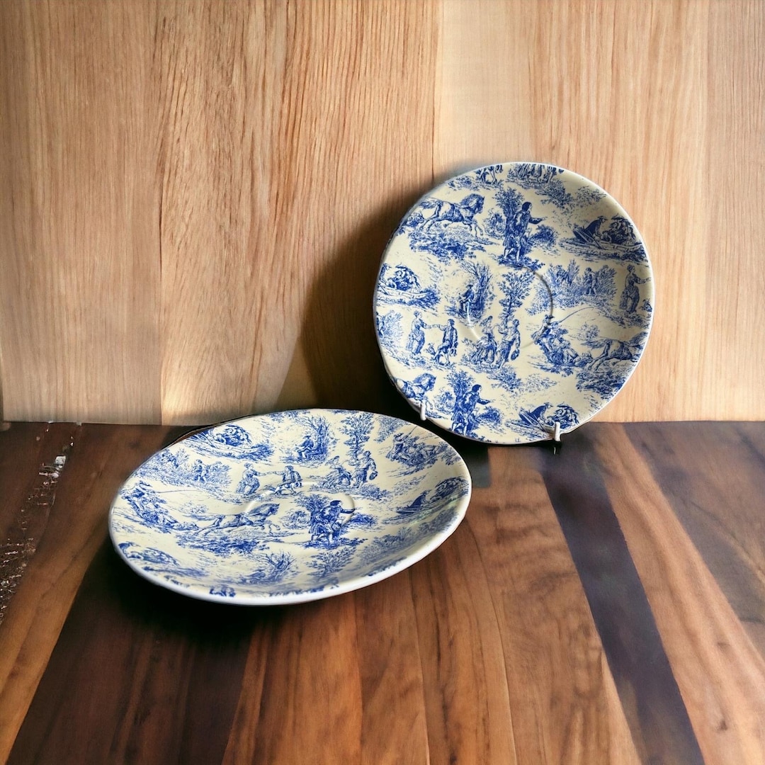 Vintage Floral Design Blue Chintz Plates - Etsy