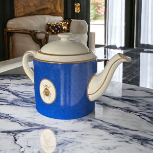 Tetera británica de lujo de grado 2, azul imperial, 24 quilates imagen 4