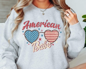 American Babe Sweatshirt | Stars and Stripes Collection | Unique Gifts for Family and Friends