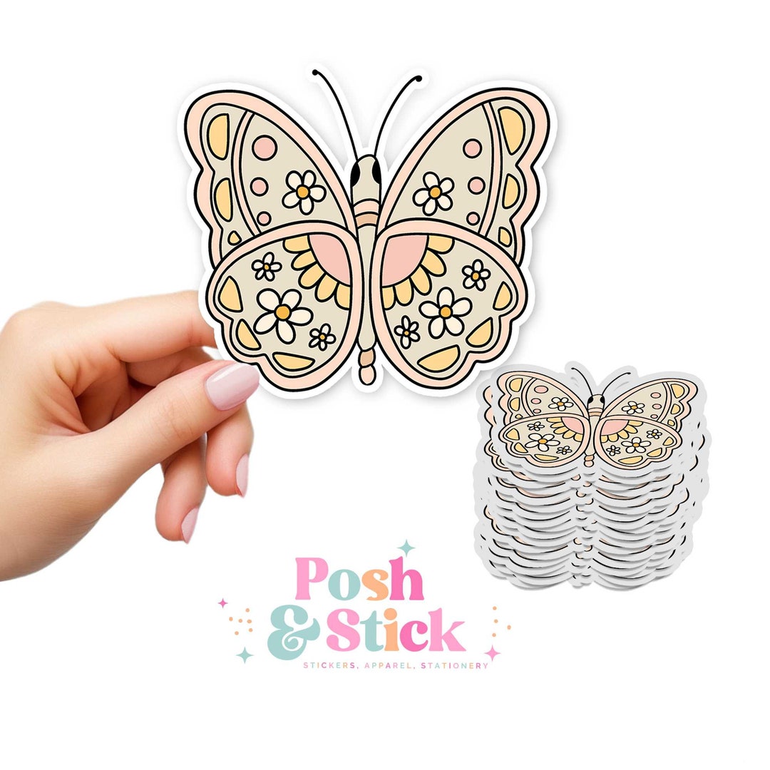 Groovy Butterfly Clear Vinyl Stickers Décor for Laptop, Notebooks, or ...