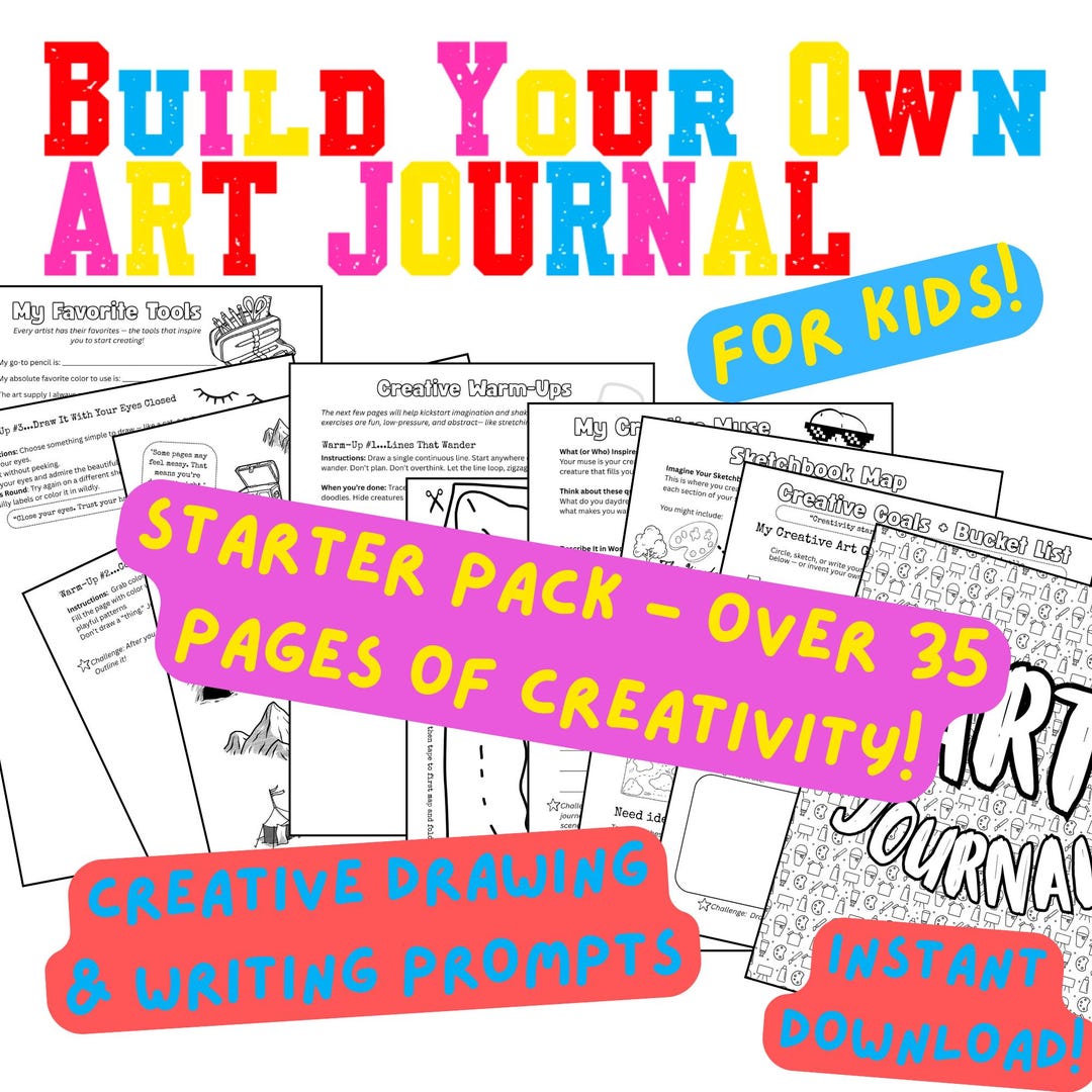 Art Journal for Kids - 35 Page Starter Bundle - Drawing Prompts ...