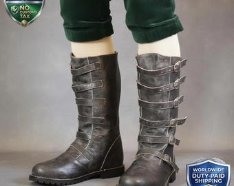 Custom Made Genuine Leather Renaissance Boots For Men - Ren Faire Medieval Boot