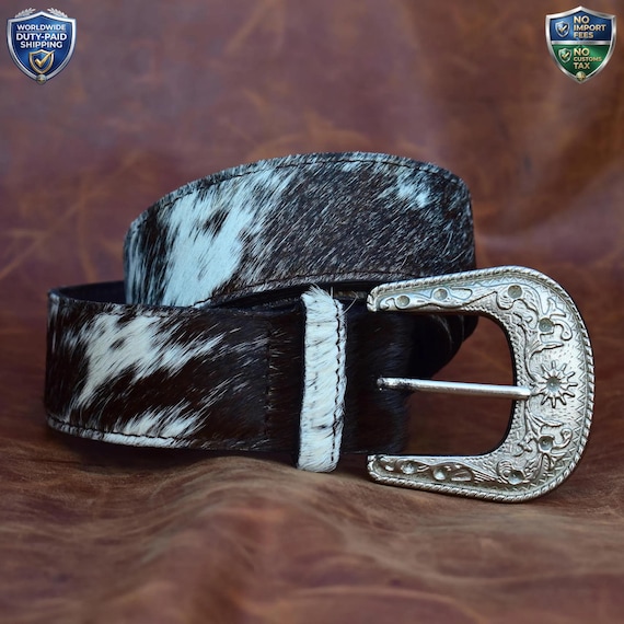 Hair on Cowhide Belt for Men - Genuine Leather Western Belt  display picture 2