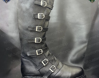 Maßgeschneiderte Renaissance-Stiefel aus echtem Leder für Herren - Ren Faire Cosplay Mittelalter-Stiefel