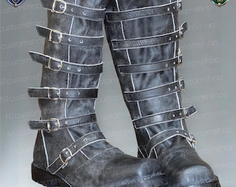 Custom Made Genuine Leather Renaissance Boots For Men - Ren Faire Cosplay Medieval Boots