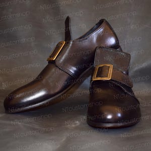Custom 17th Century Colonial Leather Shoes: Costume Cosplay Footwear
