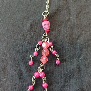 Movable Pink skeleton Keychain