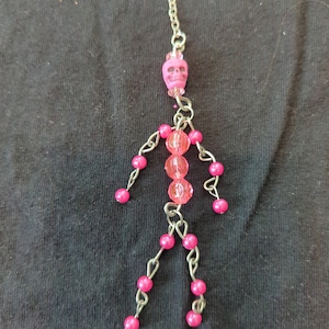 Movable Pink skeleton Keychain