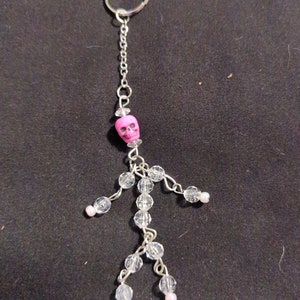 Pink skeleton key chain