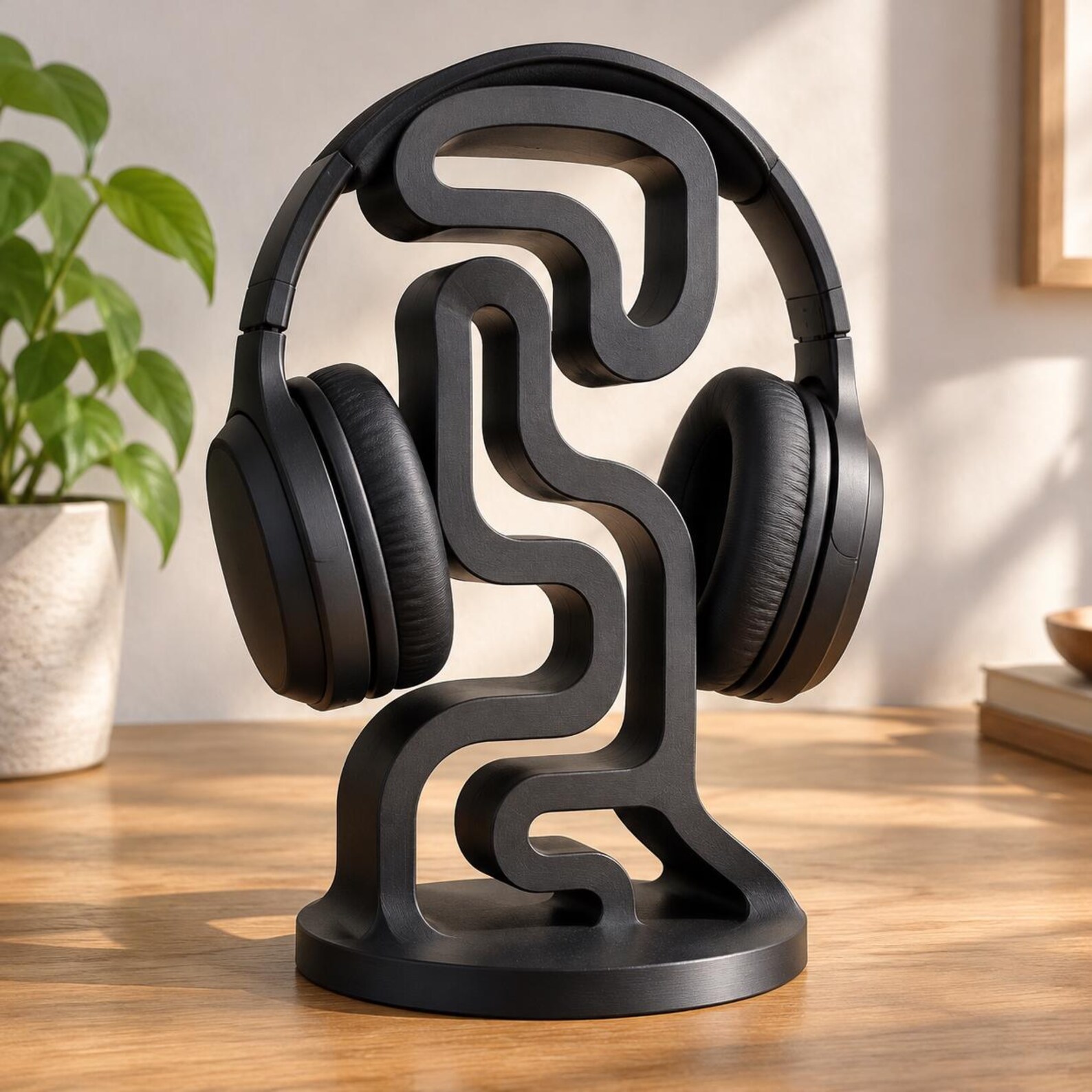 Abstract Labyrinth Headphone Stand, 3D Printed Desk Organizer, Unique ...