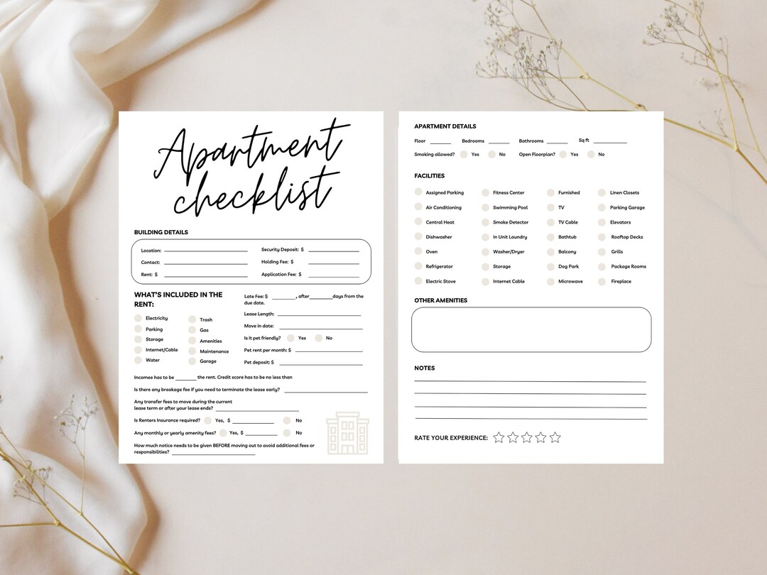 Printable Apartment Hunting Checklist Dream Apartment Finder ...