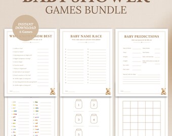 Baby Shower Games Bundle • 6 Printable Baby Shower Games • Neutral Baby Shower Games Pack •  Instant Download • Gender Neutral Activities
