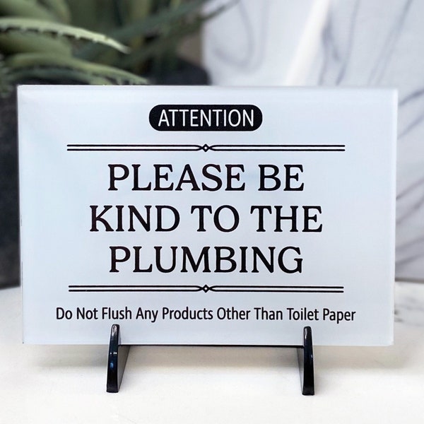 Please Do Not Flush Anything Except Toilet Paper, 5x3.5 Inch Premium Acrylic, Do Not Flush Sign for Bathroom, Made in USA, Melrose Roots