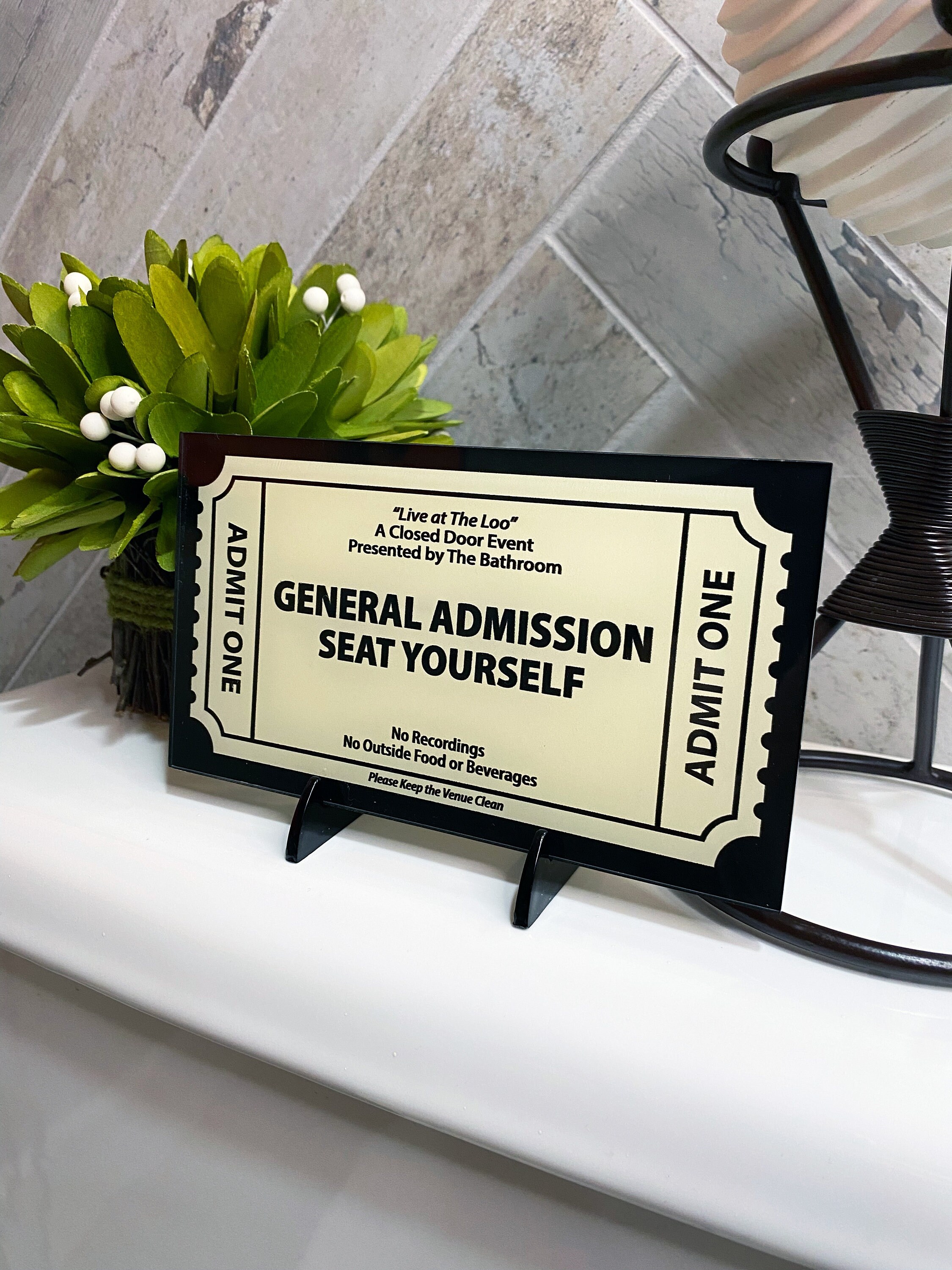 Please Seat Yourself Bathroom Sign, Acrylic 6.75x3.75 IN, Keep the ...