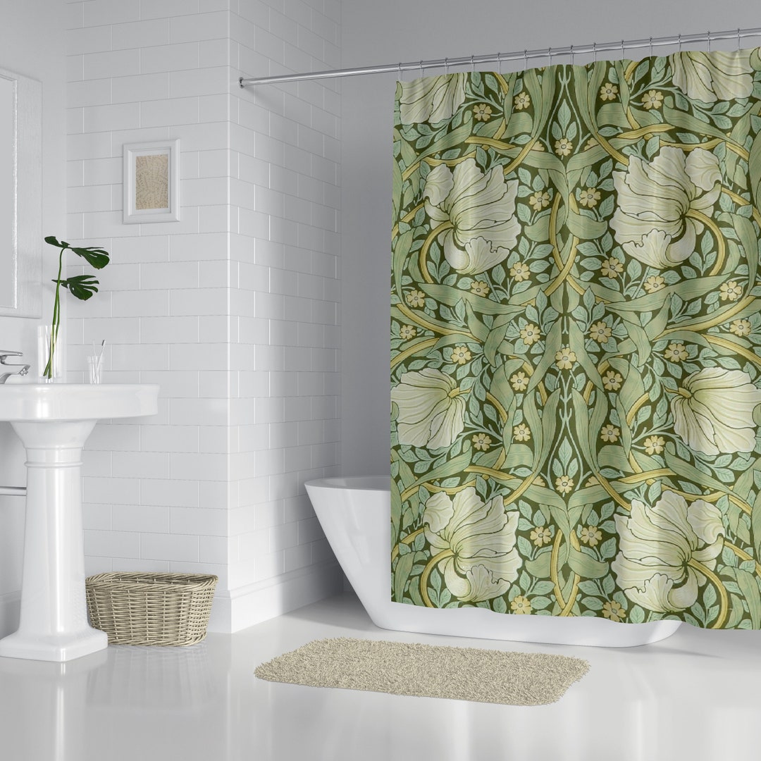 Pimpernel William Morris Shower Curtains, Art Deco Floral Bathroom