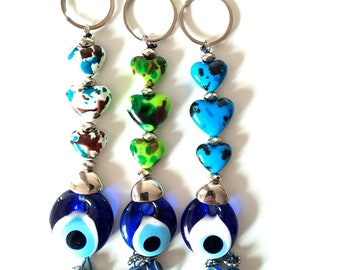 Evil Eye Keychain Bag Hanging Charm, Birthday Gift, Protection Evil Eye Charm, Christmas Gift, Keyring, Car Ornament