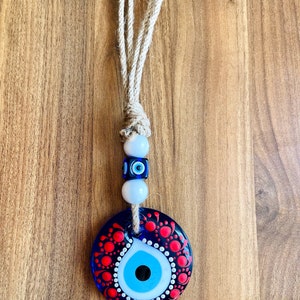 Macrame Evil Eye Wall Hanging Home Decor, Glass Evil Eye Talisman, Christmas Ornament Wall Decor, Mothers Day Gift image 7