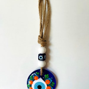 Macrame Evil Eye Wall Hanging Home Decor, Glass Evil Eye Talisman, Christmas Ornament Wall Decor, Mothers Day Gift image 5