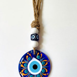 Macrame Evil Eye Wall Hanging Home Decor, Glass Evil Eye Talisman, Christmas Ornament Wall Decor, Mothers Day Gift image 4