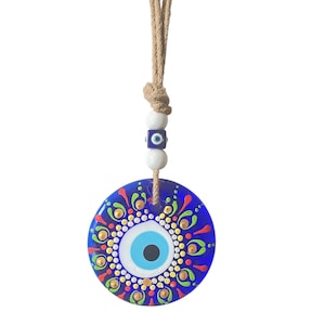 Handmade Evil Eye Wall Hanging – Turkish Nazar Charm – Boho Home Decor
