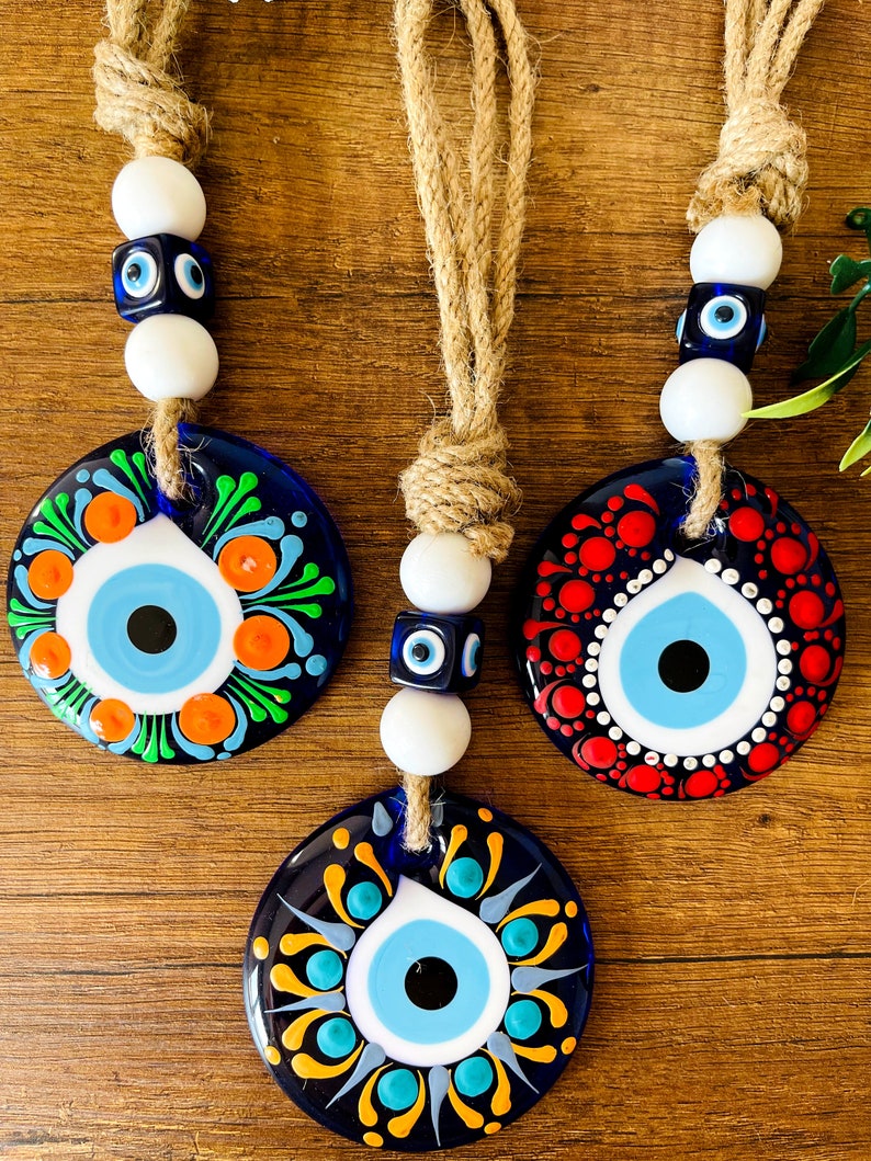 Macrame Evil Eye Wall Hanging Home Decor, Glass Evil Eye Talisman, Christmas Ornament Wall Decor, Mothers Day Gift image 10