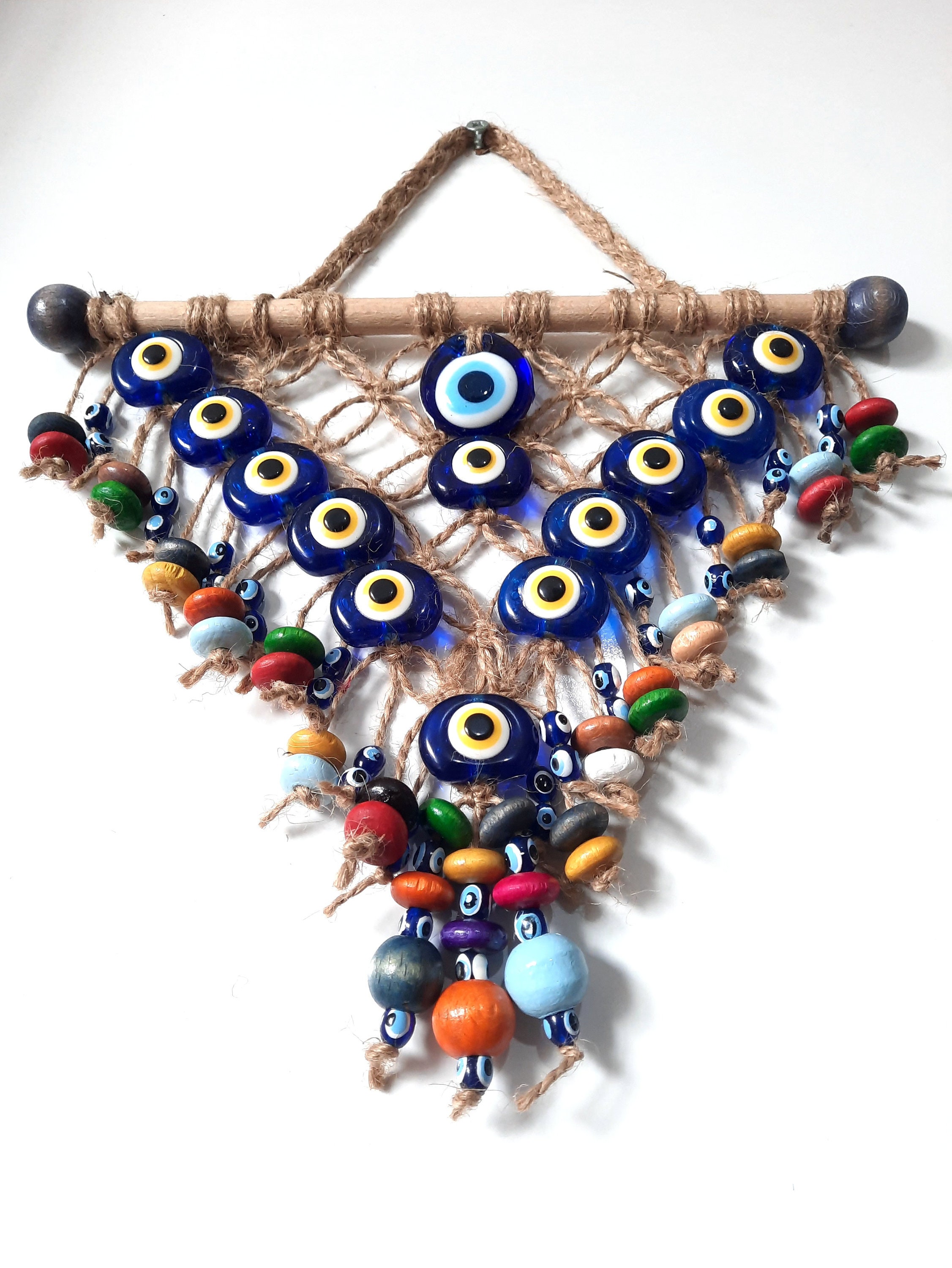 Amuleto da parete con occhio blu turco Evil Eye, 11 cm, 3 pezzi, decorazione per la casa, ideale come idea regalo, perline di vetro, decorazione per