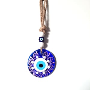 Wall Evil Eye Decor, Glass Evil Eye Wall Hanging Ornament, New House Gift,  Mothers Day Gift, Protection, Beads, Blue