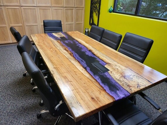 Epoxy river conference table deals